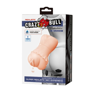 Мастурбатор з вібрацією та технологією вироблення лубриканта CRAZY BULL - Realistic Vagina Masturbator