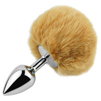 Анальна пробка з хвостом EGZO - Bunny Tail Silver Plug Brown, size S