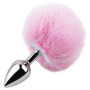 Анальная пробка с хвостом EGZO - Bunny Tail Silver Plug Pink, size S