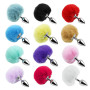 Анальная пробка с хвостом EGZO - Bunny Tail Silver Plug Red, size S