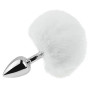 Анальна пробка з хвостом EGZO - Bunny Tail Silver Plug White, size S