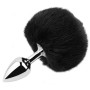 Анальная пробка с хвостом EGZO - Bunny Tail Silver Plug Black, size S