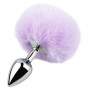 Анальная пробка с хвостом EGZO - Bunny Tail Silver Plug Light Purple, size S