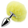 Анальная пробка с хвостом EGZO - Bunny Tail Silver Plug Yellow, size S
