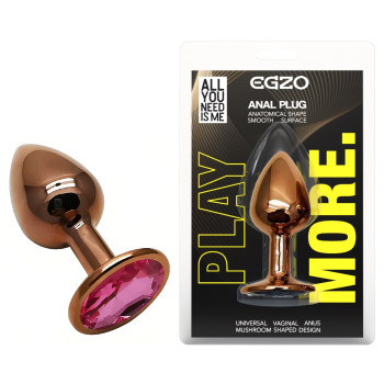 Анальна пробка з кристалом EGZO - Dark Gold Round Plug Rose, size S