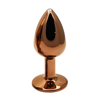 Анальная пробка с кристаллом EGZO - Dark Gold Round Plug Red, size S