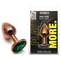Анальная пробка с кристаллом EGZO - Dark Gold Round Plug Marine, size S