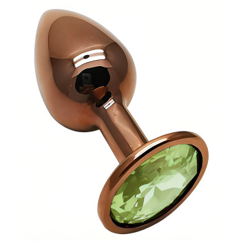 Анальная пробка с кристаллом EGZO - Dark Gold Round Plug Green, size S