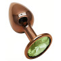 Анальная пробка с кристаллом EGZO - Dark Gold Round Plug Green, size S