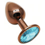 Анальная пробка с кристаллом EGZO - Dark Gold Round Plug Aqua, size S