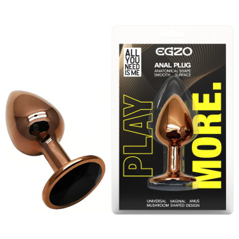 Анальная пробка с кристаллом EGZO - Dark Gold Round Plug Black, size S