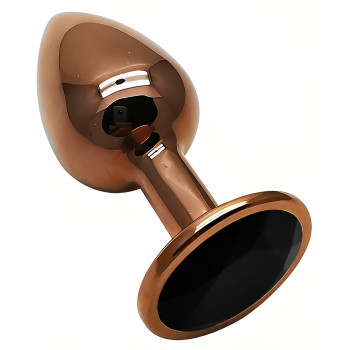 Анальная пробка с кристаллом EGZO - Dark Gold Round Plug Black, size S
