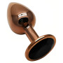 Анальная пробка с кристаллом EGZO - Dark Gold Round Plug Black, size S