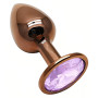 Анальная пробка с кристаллом EGZO - Dark Gold Round Plug Amethyst, size S