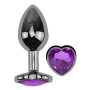 Анальная пробка с кристаллом EGZO - Dark Silver Heart Plug Purple size S