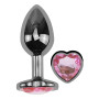 Анальная пробка с кристаллом EGZO - Dark Silver Heart Plug Pink size S