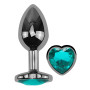 Анальная пробка с кристаллом EGZO - Dark Silver Heart Plug Marine size S