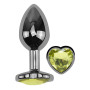 Анальная пробка с кристаллом EGZO - Dark Silver Heart Plug Lime size S