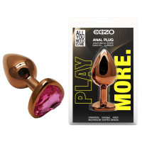 Анальная пробка с кристаллом EGZO - Dark Gold Heart Plug Rose, size S