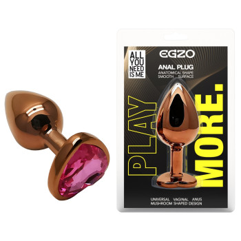 Анальная пробка с кристаллом EGZO - Dark Gold Heart Plug Rose, size S
