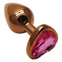 Анальная пробка с кристаллом EGZO - Dark Gold Heart Plug Rose, size S