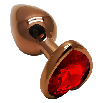Анальная пробка с кристаллом EGZO - Dark Gold Heart Plug Red, size S