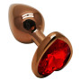 Анальная пробка с кристаллом EGZO - Dark Gold Heart Plug Red, size S