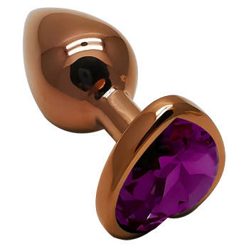 Анальная пробка с кристаллом EGZO - Dark Gold Heart Plug Purple, size S