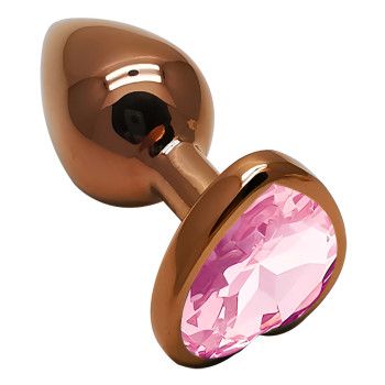 Анальная пробка с кристаллом EGZO - Dark Gold Heart Plug Pink, size S