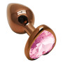 Анальная пробка с кристаллом EGZO - Dark Gold Heart Plug Pink, size S
