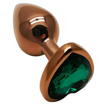 Анальная пробка с кристаллом EGZO - Dark Gold Heart Plug Marine, size S
