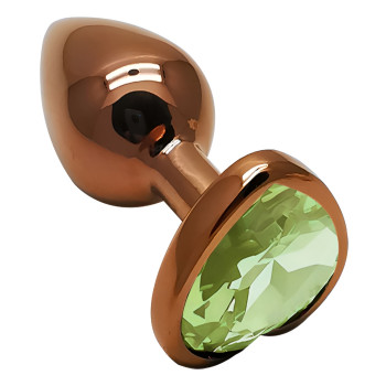 Анальная пробка с кристаллом EGZO - Dark Gold Heart Plug Green, size S