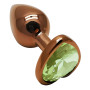 Анальная пробка с кристаллом EGZO - Dark Gold Heart Plug Green, size S