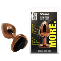 Анальная пробка с кристаллом EGZO - Dark Gold Heart Plug Black, size S