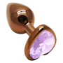 Анальная пробка с кристаллом EGZO - Dark Gold Heart Plug Amethyst, size S