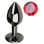 Анальная пробка с кристаллом EGZO - Dark Gray Round Plug Red, size S