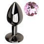 Анальная пробка с кристаллом EGZO - Dark Gray Round Plug Pink, size S