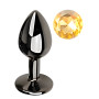 Анальная пробка с кристаллом EGZO - Dark Gray Round Plug Lime, size S