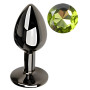 Анальная пробка с кристаллом EGZO - Dark Gray Round Plug Green, size S