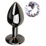 Анальная пробка с кристаллом EGZO - Dark Gray Round Plug Clear, size S