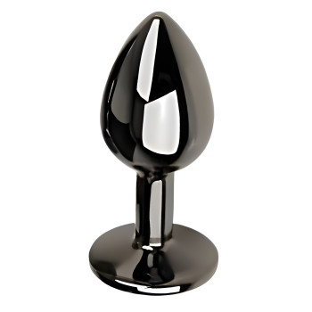 Анальная пробка с кристаллом EGZO - Dark Gray Round Plug Clear, size S