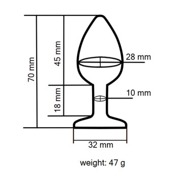Анальная пробка с кристаллом EGZO - Dark Gray Round Plug Clear, size S