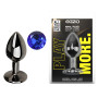 Анальная пробка с кристаллом EGZO - Dark Gray Round Plug Blue, size S
