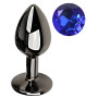 Анальная пробка с кристаллом EGZO - Dark Gray Round Plug Blue, size S