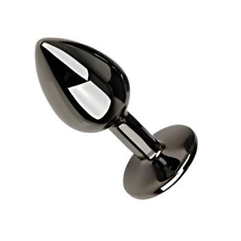 Анальная пробка с кристаллом EGZO - Dark Gray Round Plug Black, size S