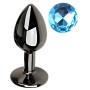 Анальная пробка с кристаллом EGZO - Dark Gray Round Plug Aqua, size S