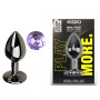 Анальная пробка с кристаллом EGZO - Dark Gray Round Plug Amethyst, size S