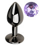 Анальная пробка с кристаллом EGZO - Dark Gray Round Plug Amethyst, size S