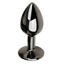 Анальная пробка с кристаллом EGZO - Dark Gray Round Plug Amethyst, size S