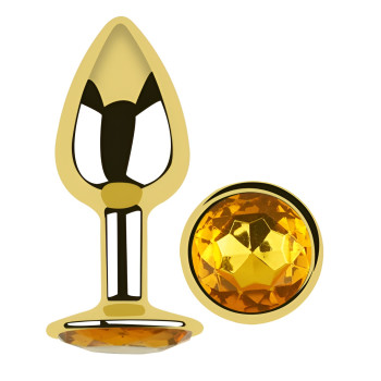 Анальная пробка с кристаллом EGZO - Gold Round Plug Yellow size S